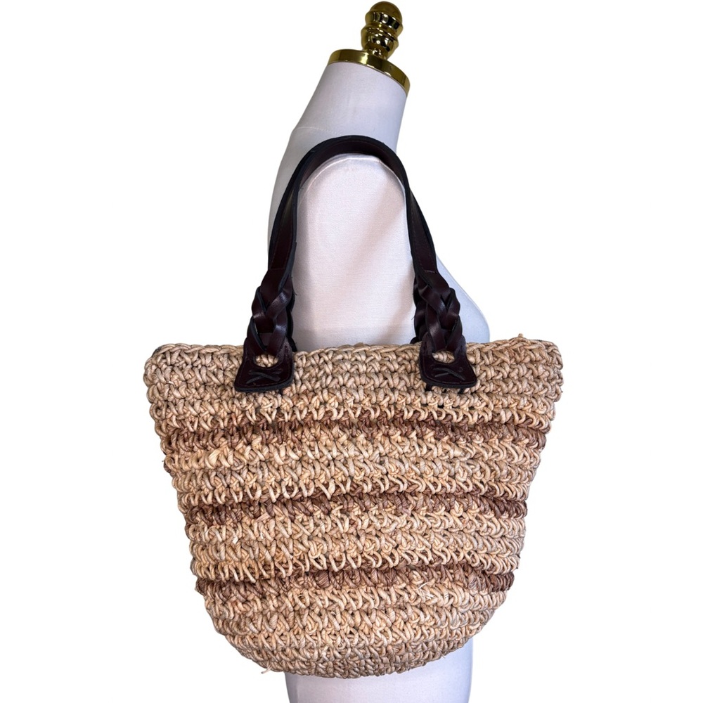 Tan & Brown Woven Tote Bag